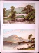 Scotland The Bridge of Turk & Loch Achray Antique Coloured Print-31