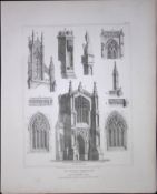 Boston Church Lincolnshire 190 Years-Old Rare John Britton Antique Steel Engraving-93