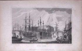 Hull Docks Yorkshire 198 Years-Old Thomas Allen Antique Steel Engraving-60