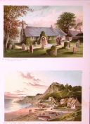 Isle of Wight Steephill Cove & St Lawrence Church Victorian Antique Double Print-59