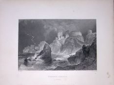 Dunbar Castle Lothian Scotland 188 Years-Old Antique Steel Engraving-7