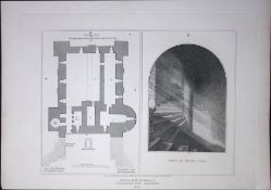 Colchester Castle Essex 190 Years-Old Rare John Britton Antique Steel Engraving-53