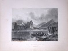 Kilchurn Castle Loch Awe Scotland 188 Years-Old Antique Steel Engraving-45