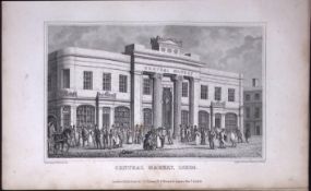 Leeds Central Market Yorkshire 198 Years-Old Thomas Allen Antique Steel Engraving-52