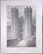 Oxburgh Hall Norfolk 190 Years-Old John Britton Antique Steel Engraving-209