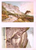 Isle of Wight Blackgang Chine &The Underground Road Victorian Antique Double Print-50
