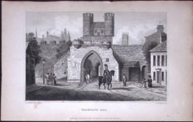 York Walmgate Bar Yorkshire 198 Years-Old Thomas Allen Antique Steel Engraving-36