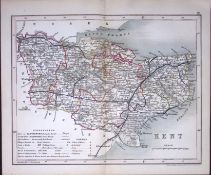 County Kent-Dugdale & Archer Antique 180 Years-Old Steel Engraved Map-31