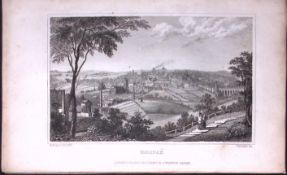 Halifax Town View Yorkshire 198 Years-Old Thomas Allen Antique Steel Engraving-43