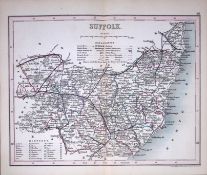 County Suffolk- Dugdale & Archer Antique 180 Years-Old Steel Engraved Map-1