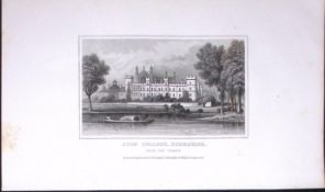 Eton College Berkshire Dugdale & Archer Antique 180 Years-Old Copper Plate Print-34
