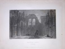Edinburgh Holyrood Chapel Scotland 188 Years-Old Antique Steel Engraving-14
