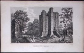 Conisbrough Castle Yorkshire 198 Years-Old Thomas Allen Antique Steel Engraving-46