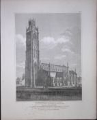 St Botolph’s Tower Boston 190 Years-Old Rare John Britton Antique Steel Engraving-92