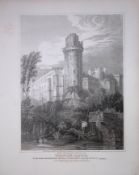 Warwick Castle Warwick 190 Years-Old Rare John Britton Antique Steel Engraving-124