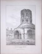 St Sepulchres Church Cambridge 190 Years-Old John Britton Antique Steel Engraving-186