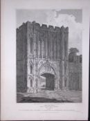 The Abbey Bury St Edmunds 190 Years-Old John Britton Antique Steel Engraving-175