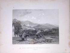 Castle Campbell Valley of Dollar Scotland 188 Years-Old Antique Steel Engraving-53