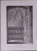 Westminster Abbey London 190 Years-Old John Britton Antique Steel Engraving-191