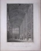 Kings College Cambridge 190 Years-Old John Britton Antique Steel Engraving-177