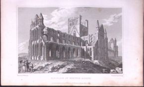 Whitby Abbey Yorkshire 198 Years-Old Thomas Allen Antique Steel Engraving-19