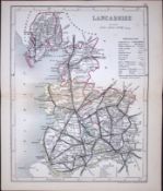 Lancashire-Dugdale & Archer Antique 180 Years-Old Steel Engraved Map-15
