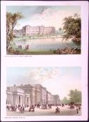 London Buckingham Palace & Hyde Park Corner Victorian Antique Double Print-10