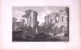 Jarvoix Abbey Yorkshire 198 Years-Old Thomas Allen Antique Steel Engraving-6