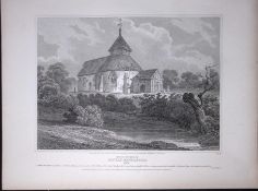 Little Maplested Church Essex Rare John Britton 191 Years-Old Antique Steel Engraving-25