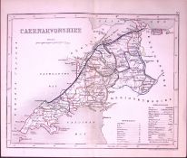 Caernarvonshire Wales-Dugdale & Archer Antique 180 Years-Old Steel Engraved Map-52