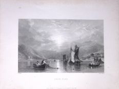 Loch Fyne Firth of Clyde Scotland 188 Years-Old Antique Steel Engraving-46