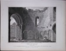 Ludlow Castle Shropshire 190 Years-Old Rare John Britton Antique Steel Engraving-101