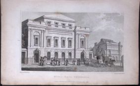 Sheffield Music Hall Yorkshire 198 Years-Old Thomas Allen Antique Steel Engraving-47