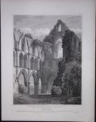 Wenlock Priory Church Shropshire 190 Years-Old Rare John Britton Antique Steel Engraving-75