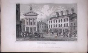 Leeds Corn Exchange Yorkshire 198 Years-Old Thomas Allen Antique Steel Engraving-51