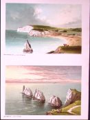 Isle of Wight Freshwater Bay & The Needles Victorian Antique Double Print-51