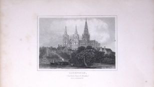 Lichfield Midlands Dugdale & Archer Antique 180 Years-Old Copper Plate Print-12