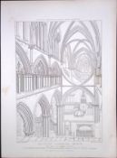 Salisbury Cathedral Wiltshire 190 Years-Old John Britton Antique Steel Engraving-227a