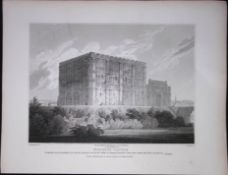 Norwich Castle Norfolk 190 Years-Old Rare John Britton Antique Steel Engraving-115