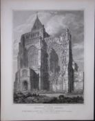Croyland Church Lincoln 190 Years-Old Rare John Britton Antique Steel Engraving-85