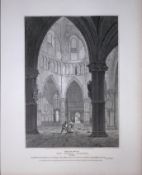 The Temple Church London Rare John Britton 191 Years-Old Antique Steel Engraving-22