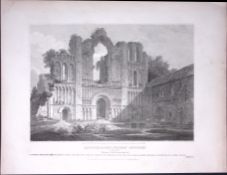 Castle-Acre Priory Norfolk 190 Years-Old Rare John Britton Antique Steel Engraving-136