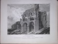 Lindisfarne Church Durham 190 Years-Old Rare John Britton Antique Steel Engraving-82