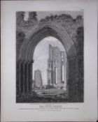 Priory Church Northumberland 190 Years-Old Rare John Britton Antique Steel Engraving-91