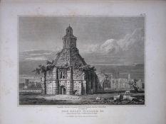 Glastonbury The Abbey Kitchens 190 Years-Old Rare John Britton Antique Steel Engraving-134