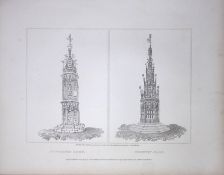 Gloucester & Coventry Cross 190 Years-Old Rare John Britton Antique Steel Engraving-58