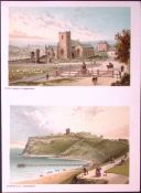 Scarborough North Cliff & The Parish Church Victorian Antique Double Print-23