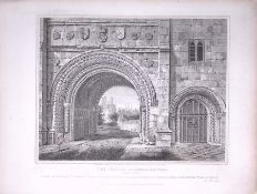 College Gateway Bristol 190 Years-Old John Britton Antique Steel Engraving-164