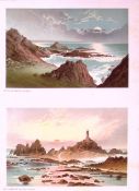 Jersey l’etac St Quens & Corbiere Rocks Victorian Antique Double Print-41