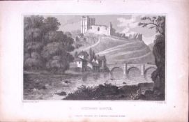 Richmond Castle Yorkshire 198 Years-Old Thomas Allen Antique Steel Engraving-4